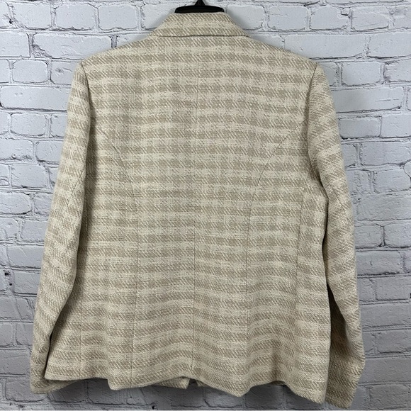 L’AGENCE Kenzie Double Breasted Blazer Shoulder Pads Ecru-Gold Check 16 NWT - Picture 6 of 13